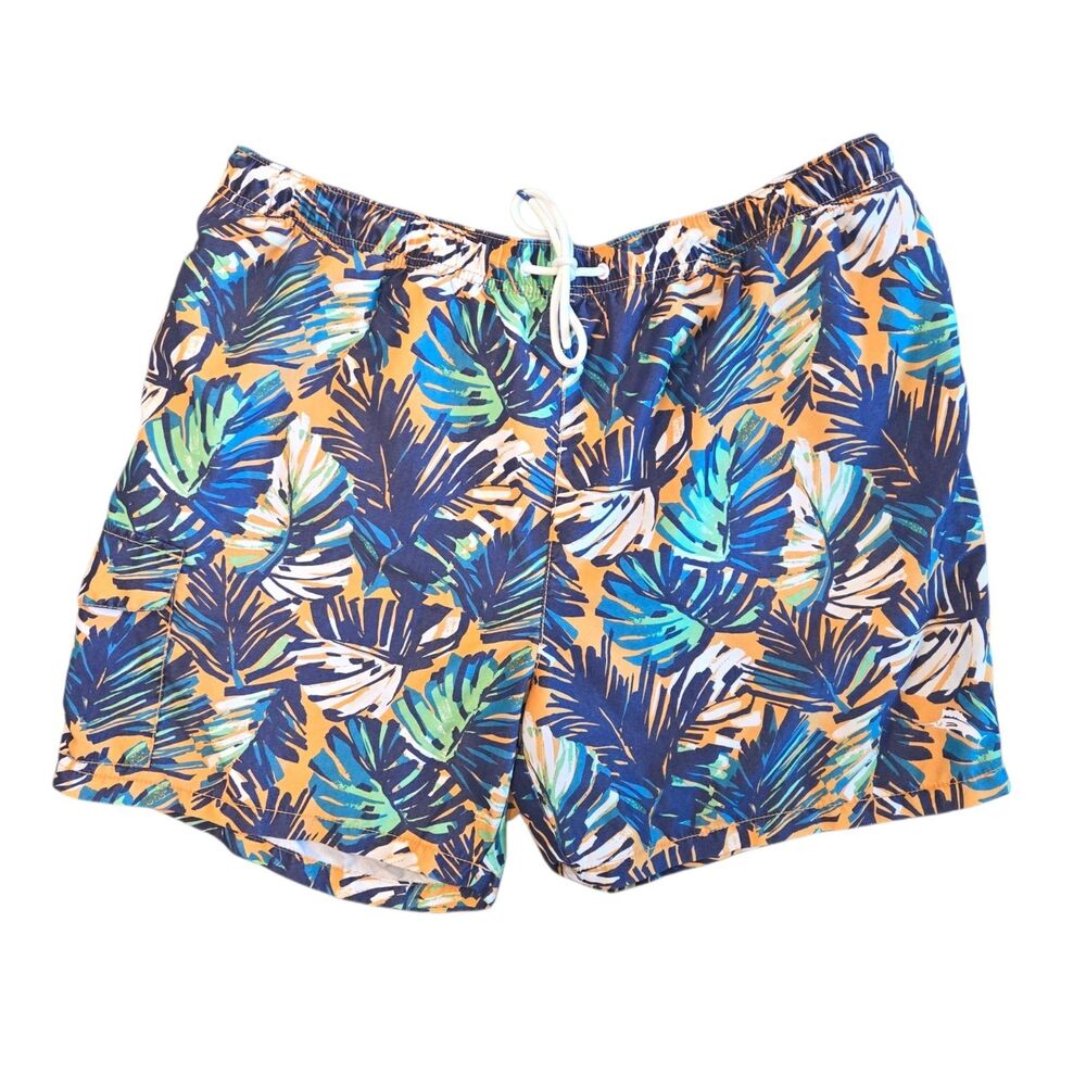 Tommy Bahama Men’s XXL Swim Trunks Orange Blue Tropical Palm Leaf Board Shorts